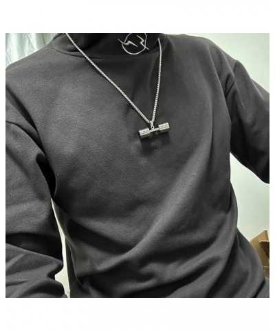 Men's Stainless Steel Pendant Necklace for Men Women with 23.6" Chain Jewelry Gifts for Boys Girls Waterproof Dumbbell $10.82...