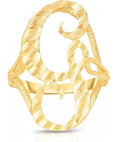 10k Yellow Gold A-Z Extra Large Cursive Letter Initial Ring G $80.40 Rings