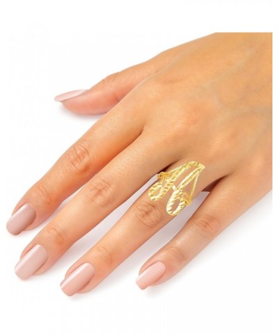 10k Yellow Gold A-Z Extra Large Cursive Letter Initial Ring G $80.40 Rings