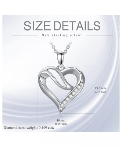 Natural Diamond Heart Necklace for Women, 18K White Gold Plated 925 Sterling Silver Heart Pendant Love Jewelry Gifts for Wife...