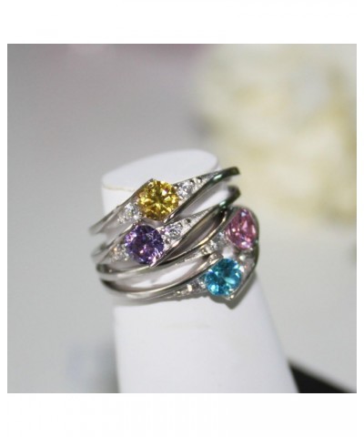 Sterling Silver New Round Simulated Gemstone Solitaire Fashion Ring Sizes 3-10 Yellow Gold Plated Clear $10.79 Rings