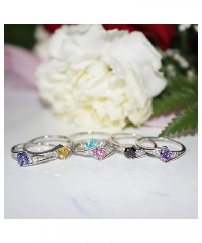 Sterling Silver New Round Simulated Gemstone Solitaire Fashion Ring Sizes 3-10 Yellow Gold Plated Clear $10.79 Rings