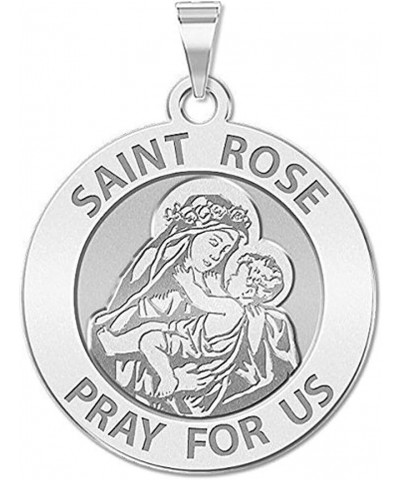 Saint Rose of Lima Religious Medal - 3/4 Inch Size of a Nickel -Sterling Silver $17.98 Pendants