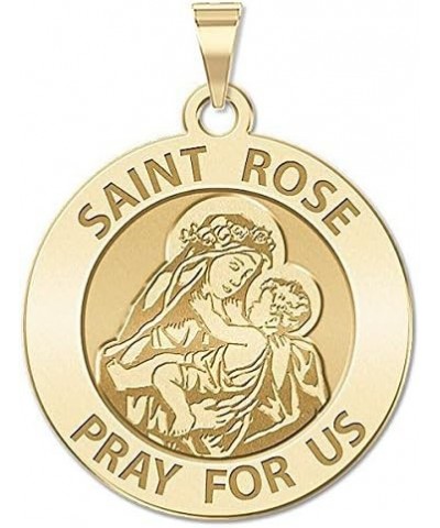 Saint Rose of Lima Religious Medal - 3/4 Inch Size of a Nickel -Sterling Silver $17.98 Pendants