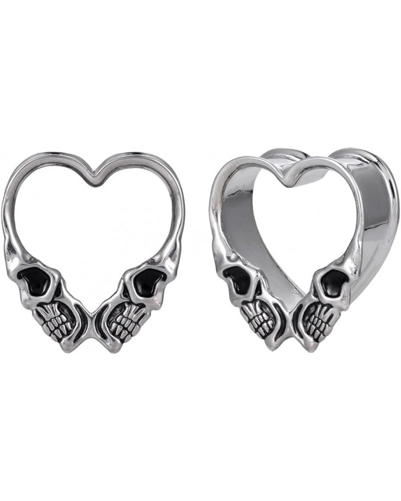 1 Pair Double Flared Ear Gauges Heart Shape Zircon Ear Tunnels Plugs Flesh Stretchers Expander Piercing Body Jewelry 0g-1"(8m...