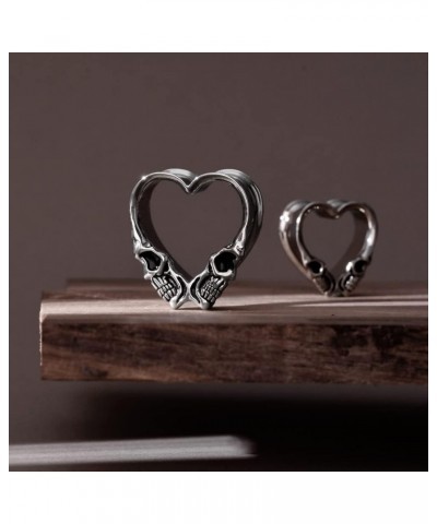 1 Pair Double Flared Ear Gauges Heart Shape Zircon Ear Tunnels Plugs Flesh Stretchers Expander Piercing Body Jewelry 0g-1"(8m...