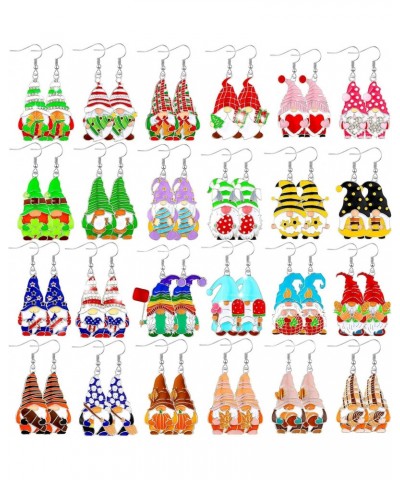 24 Pairs Christmas Earrings Gnome Earrings for Women Gnome Jewelry Gift Dwarf Earring Bulk Holiday Alloy Rhinestones Earrings...