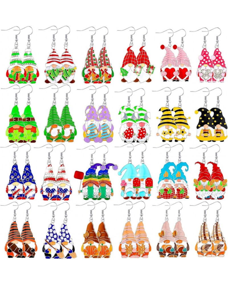 24 Pairs Christmas Earrings Gnome Earrings for Women Gnome Jewelry Gift Dwarf Earring Bulk Holiday Alloy Rhinestones Earrings...