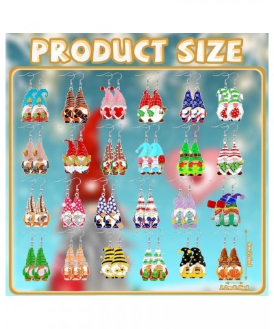 24 Pairs Christmas Earrings Gnome Earrings for Women Gnome Jewelry Gift Dwarf Earring Bulk Holiday Alloy Rhinestones Earrings...