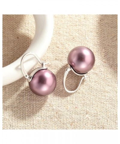 Pearl Hoop Earrings, 14mm Elegant Big Pearl Earrings S925 Silver Pin Clasp for Women Fashion, Dangle Earrings for Gift Frozen...