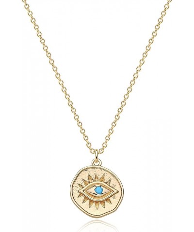 Gold Dainty Evil Eye Necklace for Women 18K Gold Plated Cute Delicate Solitaire Cubic Zirconia Boho Protection Evil Eye Minim...