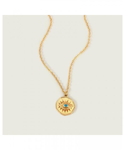 Gold Dainty Evil Eye Necklace for Women 18K Gold Plated Cute Delicate Solitaire Cubic Zirconia Boho Protection Evil Eye Minim...