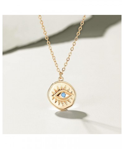 Gold Dainty Evil Eye Necklace for Women 18K Gold Plated Cute Delicate Solitaire Cubic Zirconia Boho Protection Evil Eye Minim...