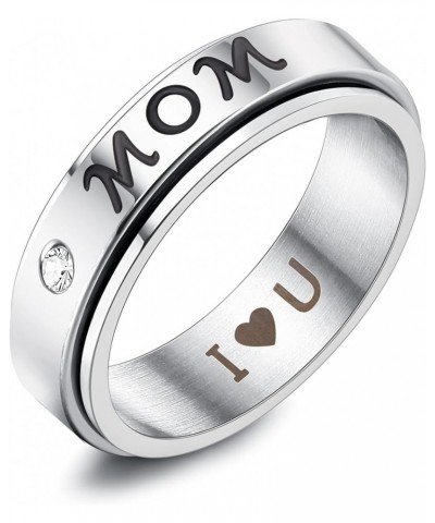 Stainless Steel Mom Dad Spinner Ring for Women Men Fidget Band Rings Ring for Stress Relieving Wedding Promise Size 5-12 MOM ...