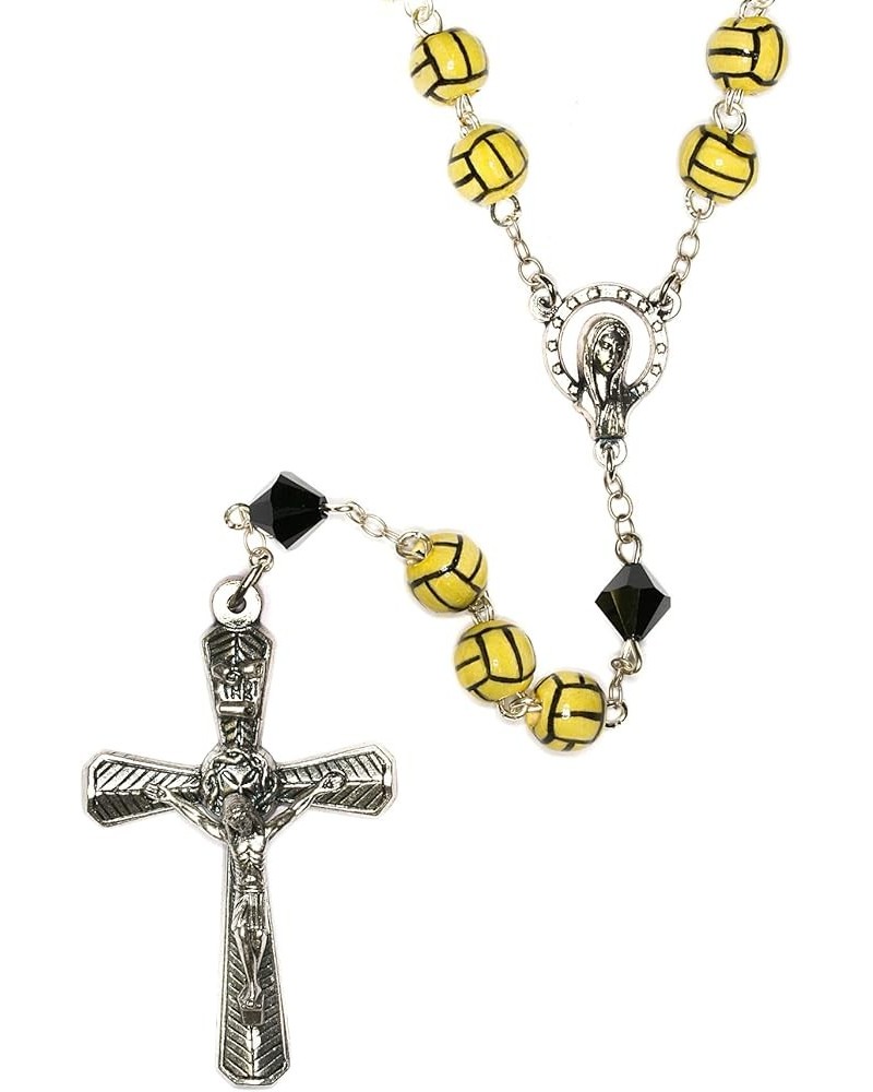 Sports Catholic Rosary w/Ceramic & Crystal beads - Includes Rosary Pouch, How to Pray the Rosary" - Gift Idea: Communion, Rec...