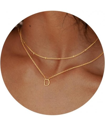 Trendy A-Z Letter Choker Pendant - Dainty 14K Gold Plated Layered Satellite Initial Necklace Set for Women Cute Jewelry Gift ...