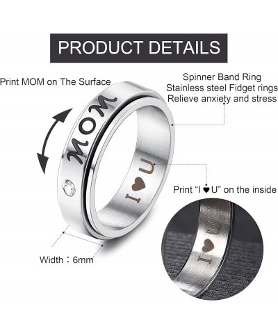 Stainless Steel Mom Dad Spinner Ring for Women Men Fidget Band Rings Ring for Stress Relieving Wedding Promise Size 5-12 MOM ...