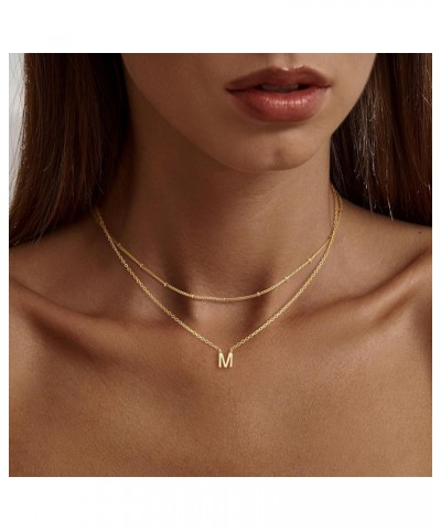 Trendy A-Z Letter Choker Pendant - Dainty 14K Gold Plated Layered Satellite Initial Necklace Set for Women Cute Jewelry Gift ...