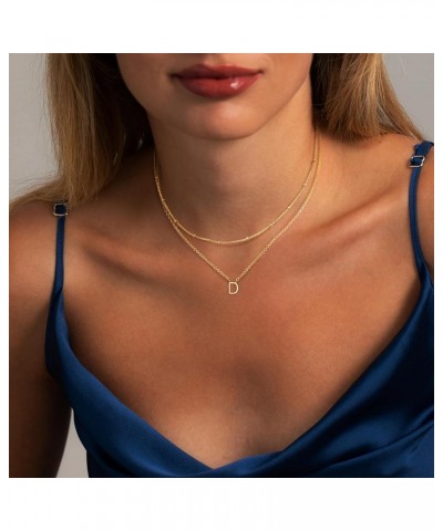 Trendy A-Z Letter Choker Pendant - Dainty 14K Gold Plated Layered Satellite Initial Necklace Set for Women Cute Jewelry Gift ...