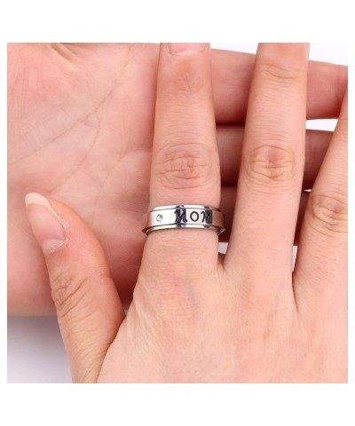 Stainless Steel Mom Dad Spinner Ring for Women Men Fidget Band Rings Ring for Stress Relieving Wedding Promise Size 5-12 MOM ...