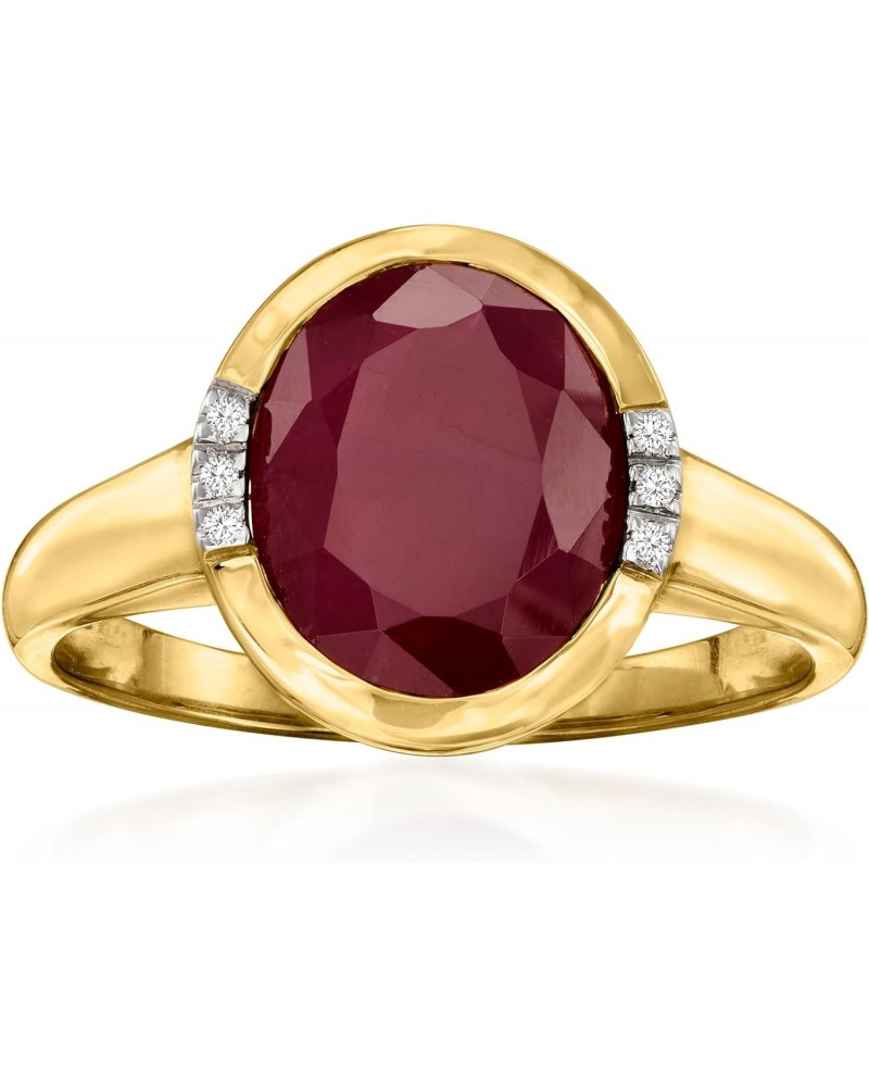 5.00 Carat Ruby Ring With Diamond Accents in 14kt Yellow Gold $378.53 Rings