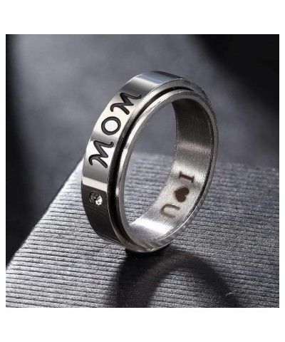 Stainless Steel Mom Dad Spinner Ring for Women Men Fidget Band Rings Ring for Stress Relieving Wedding Promise Size 5-12 MOM ...