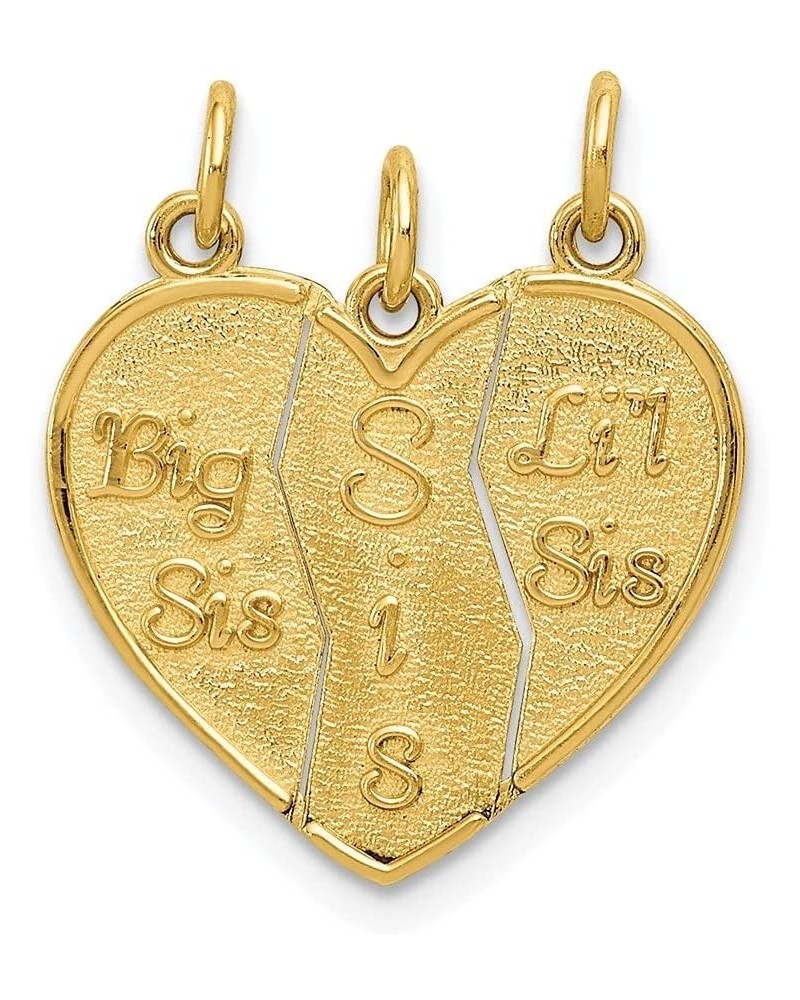 14k Yellow Gold 3 Piece Break-Apart Big Sis, Sis Lil Sis Pendant (L- 21 mm, W- 17 mm) Gift for Women $75.95 Pendants