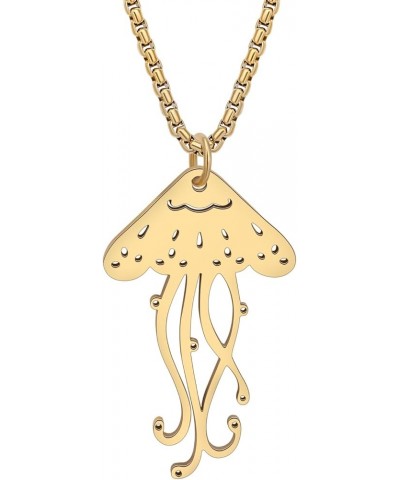 Stainless Steel 18K Gold Silver Plated Sea Life Jellyfish Necklace Pendant for Women Girls Cute Ocean Animal Necklaces Jewelr...