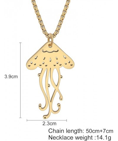 Stainless Steel 18K Gold Silver Plated Sea Life Jellyfish Necklace Pendant for Women Girls Cute Ocean Animal Necklaces Jewelr...