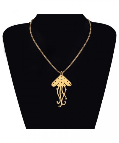 Stainless Steel 18K Gold Silver Plated Sea Life Jellyfish Necklace Pendant for Women Girls Cute Ocean Animal Necklaces Jewelr...