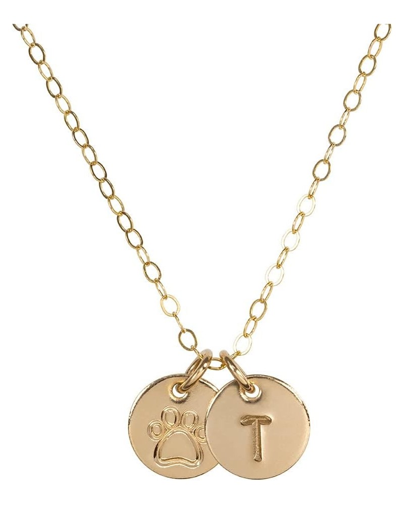 Personalized Dog Paw Necklace for Women, 14k Gold Filled Initial Jewelry for Dog Lovers T $17.98 Necklaces