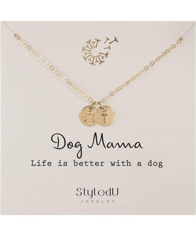 Personalized Dog Paw Necklace for Women, 14k Gold Filled Initial Jewelry for Dog Lovers T $17.98 Necklaces