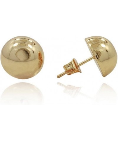 Half Ball Button Moon Stud Post Earring Yellow Plated 925 Sterling Silver 8MM $14.57 Earrings