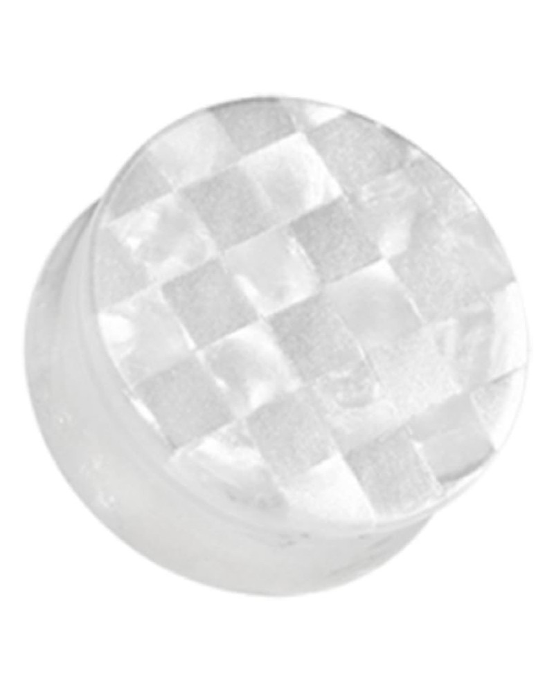 Marble Checker Double Flared Ear Gauge Plug (Sold by Pair) 7/16", White $11.39 Body Jewelry