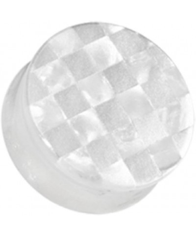 Marble Checker Double Flared Ear Gauge Plug (Sold by Pair) 7/16", White $11.39 Body Jewelry