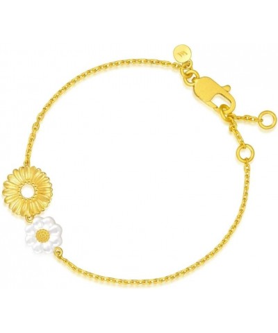 999 24K Solid Gold Mother of Pearl Daisy Bracelet for Women 93268B | 7", (18 CM) $315.40 Bracelets