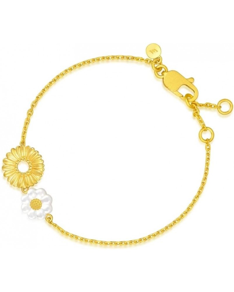 999 24K Solid Gold Mother of Pearl Daisy Bracelet for Women 93268B | 7", (18 CM) $315.40 Bracelets