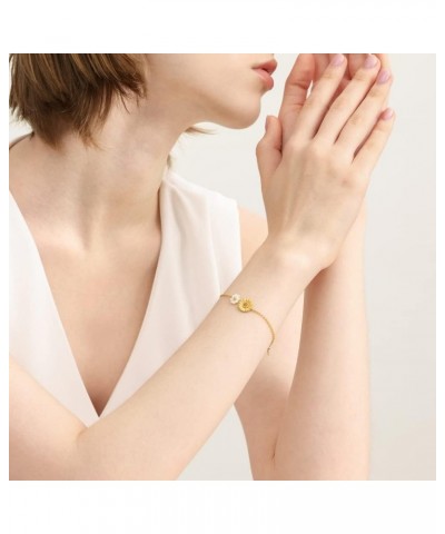 999 24K Solid Gold Mother of Pearl Daisy Bracelet for Women 93268B | 7", (18 CM) $315.40 Bracelets