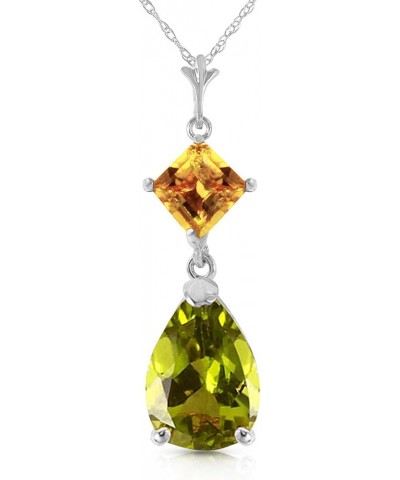 14k Yellow, White, Rose Gold Natural Citrine and Peridot Drop Pendant Necklace White Gold 24.0 Inches $99.72 Necklaces