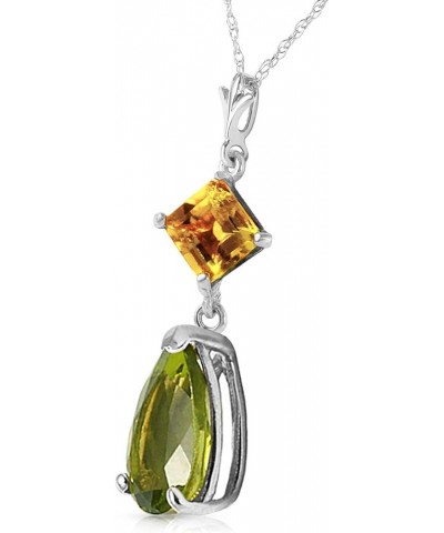 14k Yellow, White, Rose Gold Natural Citrine and Peridot Drop Pendant Necklace White Gold 24.0 Inches $99.72 Necklaces