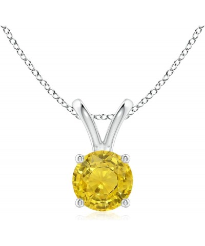 Natural Yellow Sapphire Solitaire Pendant Necklace for Women, Girls in 14K Solid Gold/Platinum/Sterling Silver | September Bi...