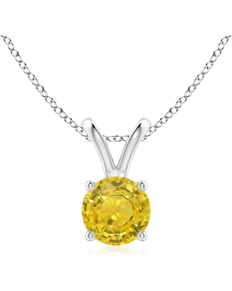 Natural Yellow Sapphire Solitaire Pendant Necklace for Women, Girls in 14K Solid Gold/Platinum/Sterling Silver | September Bi...