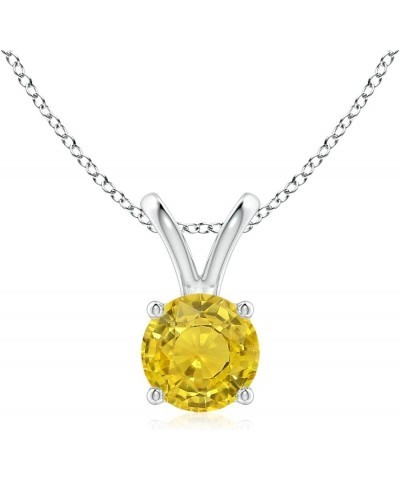 Natural Yellow Sapphire Solitaire Pendant Necklace for Women, Girls in 14K Solid Gold/Platinum/Sterling Silver | September Bi...