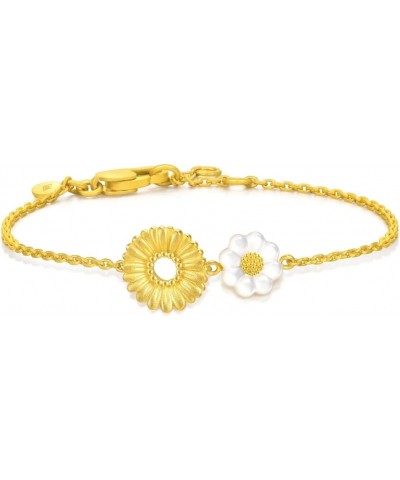 999 24K Solid Gold Mother of Pearl Daisy Bracelet for Women 93268B | 7", (18 CM) $315.40 Bracelets