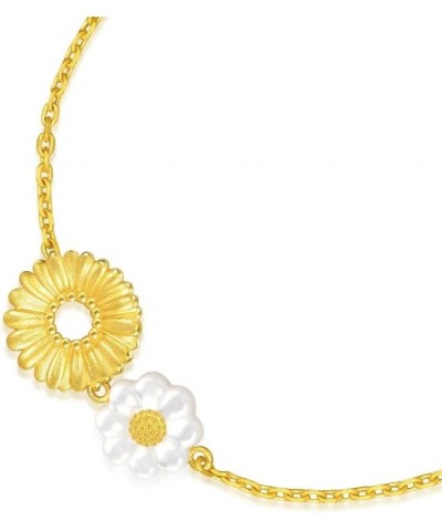 999 24K Solid Gold Mother of Pearl Daisy Bracelet for Women 93268B | 7", (18 CM) $315.40 Bracelets