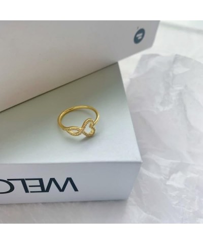 14k Gold Plated Infinity Love Heart Statement Rings for Women Sterling Silver Simple Promise Band Rings for Her Girlfriend Wi...