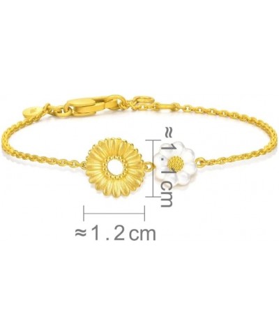 999 24K Solid Gold Mother of Pearl Daisy Bracelet for Women 93268B | 7", (18 CM) $315.40 Bracelets