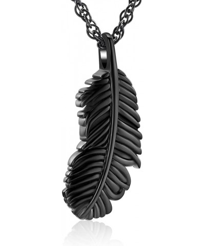 Feather Wing Urn Necklace for Ashes Cremation Jewelry for Women Men Memorial Ashes Keepsake Pendant 1-Black $13.70 Others