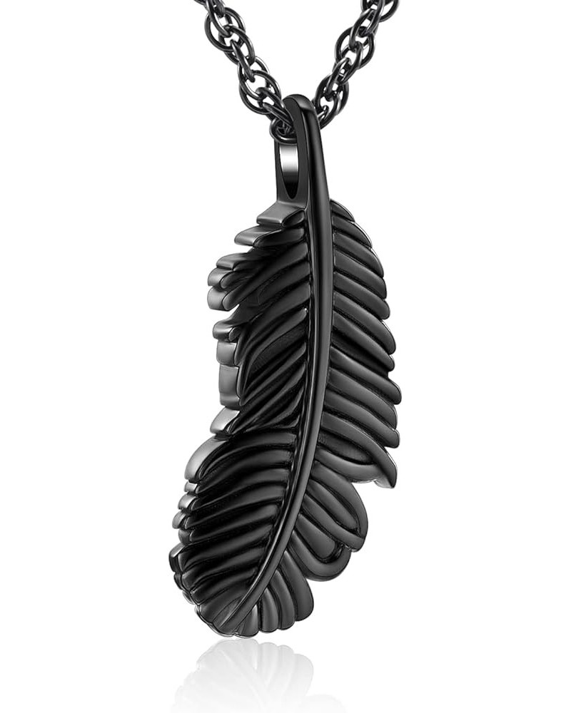 Feather Wing Urn Necklace for Ashes Cremation Jewelry for Women Men Memorial Ashes Keepsake Pendant 1-Black $13.70 Others