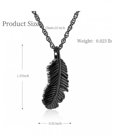 Feather Wing Urn Necklace for Ashes Cremation Jewelry for Women Men Memorial Ashes Keepsake Pendant 1-Black $13.70 Others